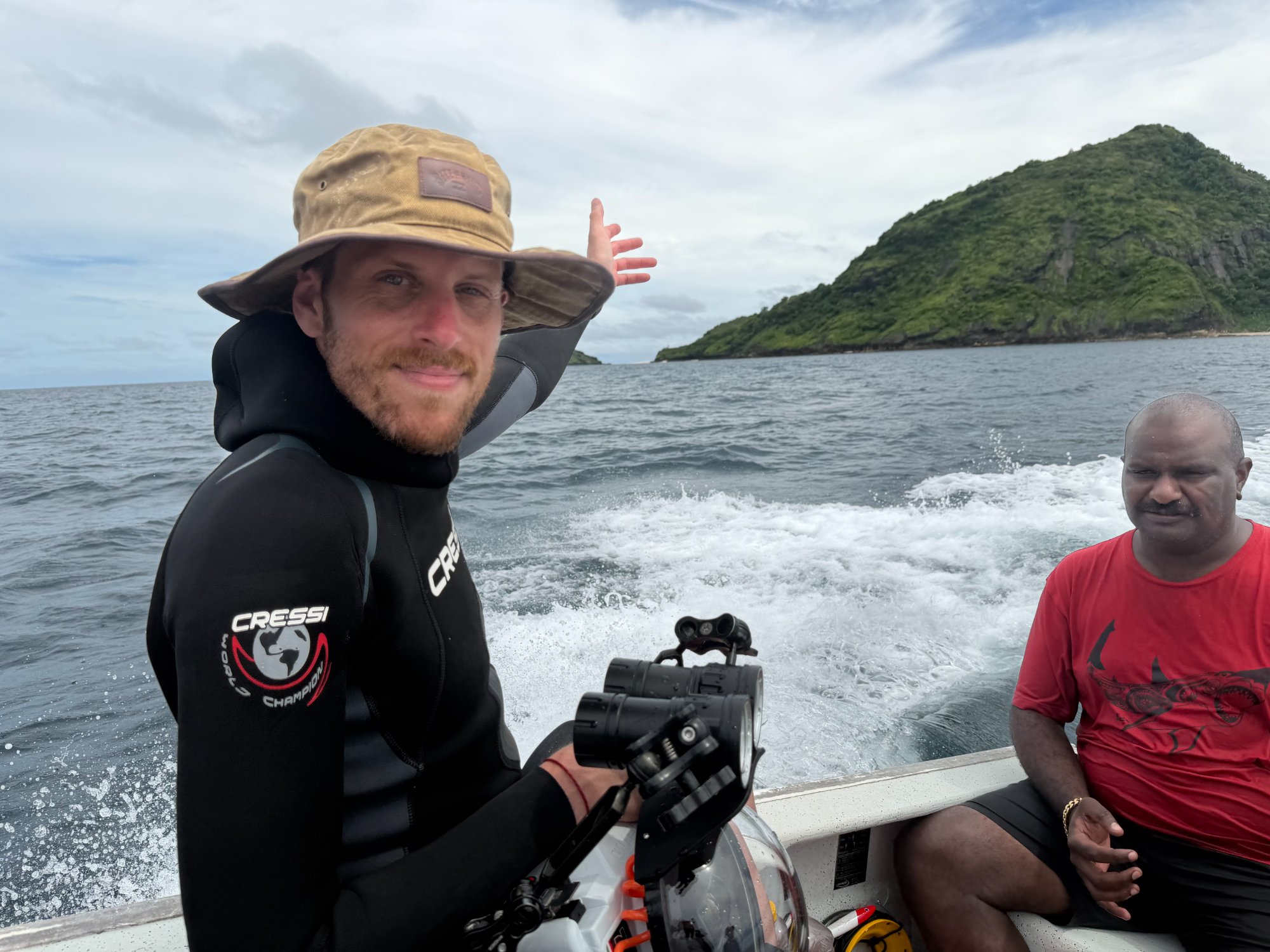 David on boat with camera