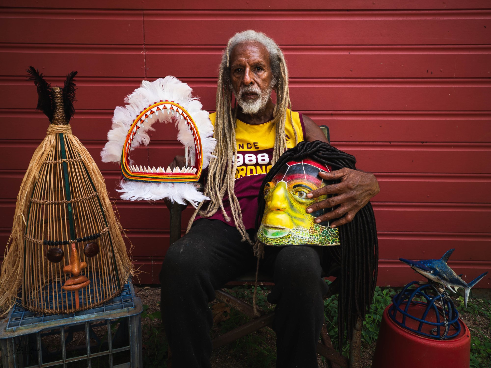Elder with cultural items