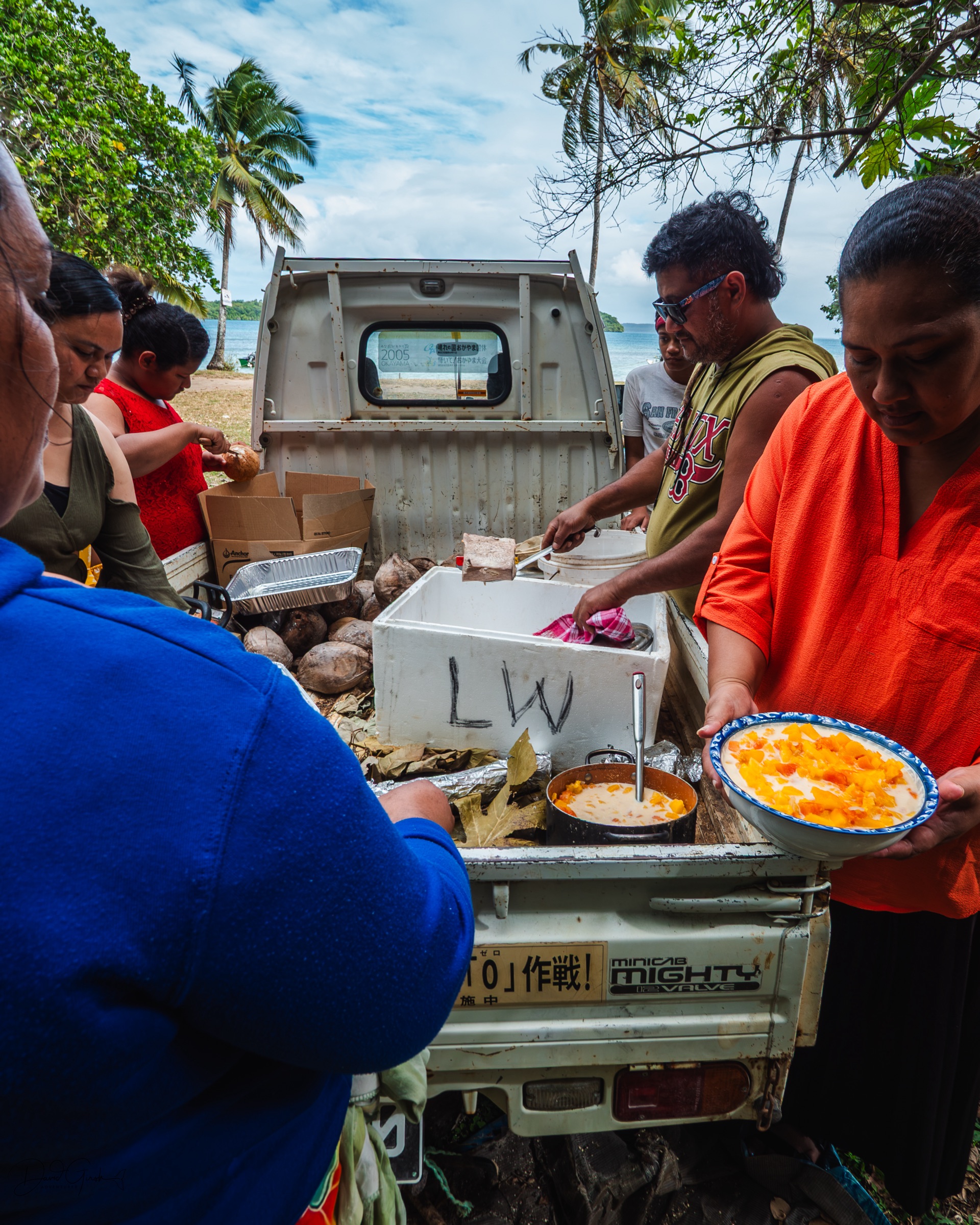 Preparing a traditional feast, Vava'u Tonga