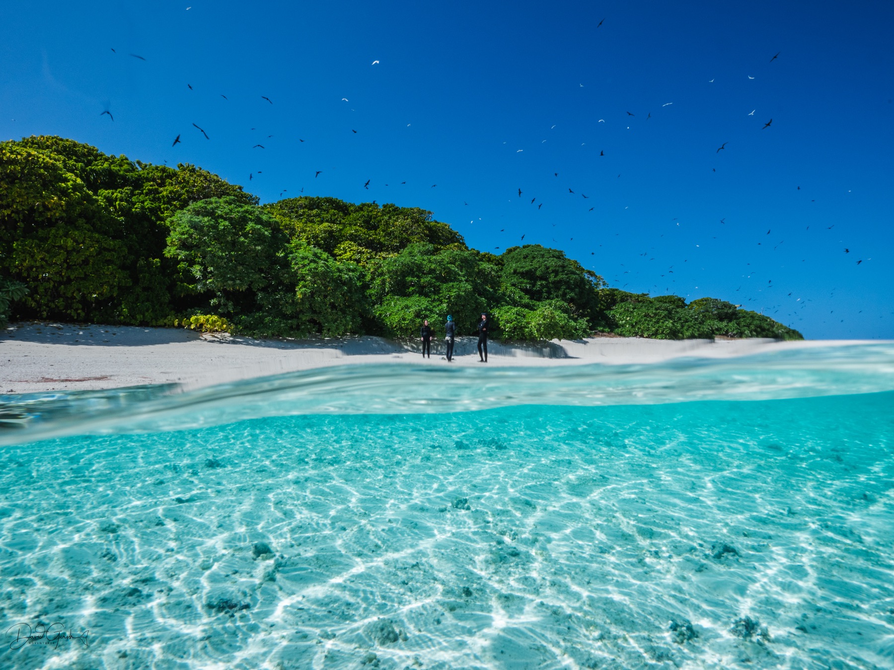 Limestone islands of Vava'u, Tonga rising out of turquoise water